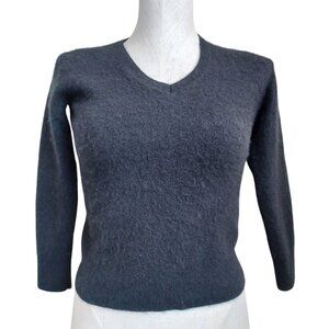 Quince Black Cashmere Sweater Cropped Long Sleeve V Neck Womens X Small